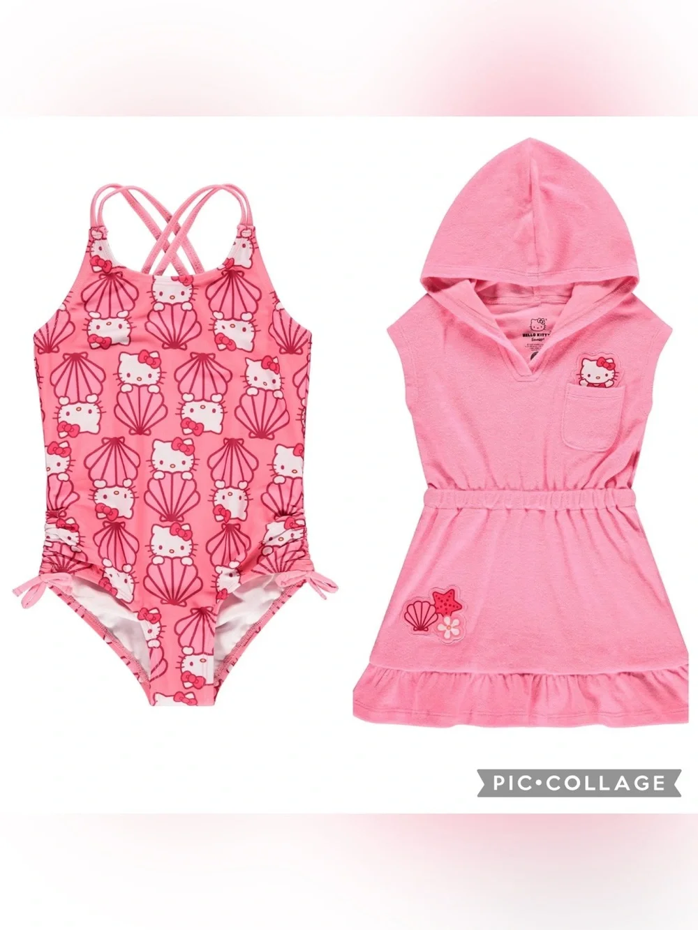 NWT - Toddler Girl’s Hello Kitty 2-Piece Cover Up and Swimsuit Set